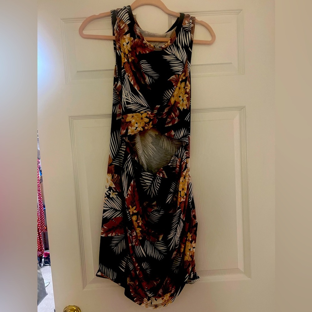 Tropical Dress with Cut Out